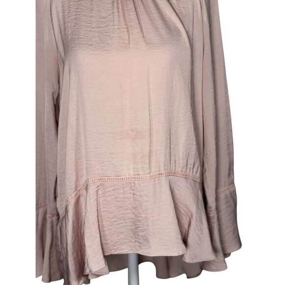 Mossimo Womens Blush Pink Long Sleeve Peplum Blouse Size M - Picture 7 of 7